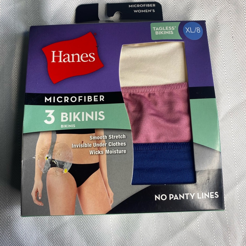 Hanes Women's Microfiber Bikinis - Cream, Pink, Blue Pack